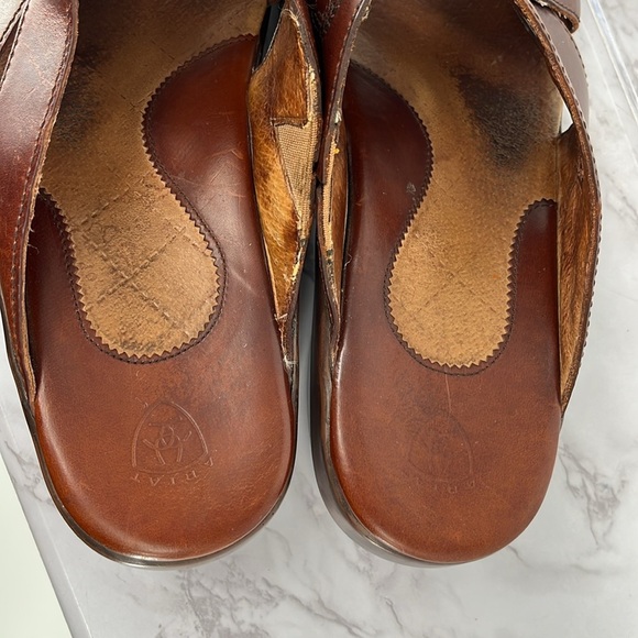 ARIAT‎ Brown Leather Crossover Sandals Open Toe Style 96722 Size 8B Classic - Picture 3 of 12